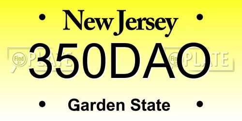 350DAO New Jersey License Plate