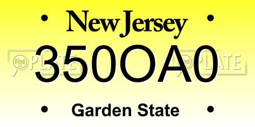 350OA0 New Jersey License Plate