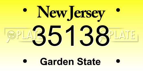 35138 New Jersey License Plate