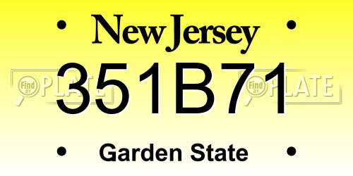 351B71 New Jersey License Plate