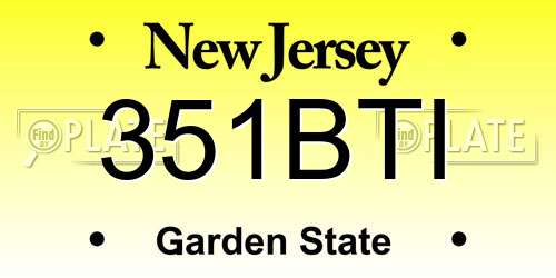 351BTI New Jersey License Plate