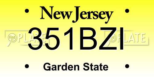 351BZI New Jersey License Plate