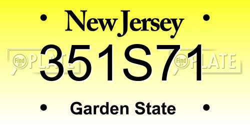 351S71 New Jersey License Plate