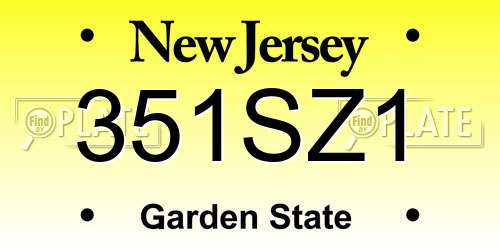 351SZ1 New Jersey License Plate