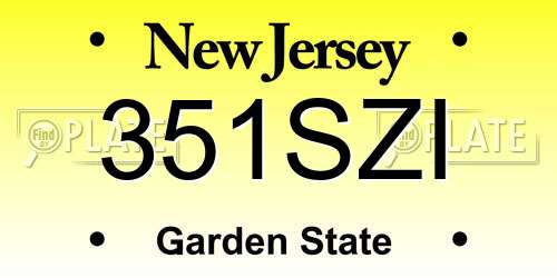 351SZI New Jersey License Plate