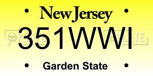 351WWI New Jersey License Plate