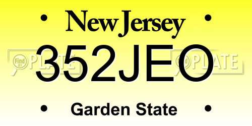 352JEO New Jersey License Plate