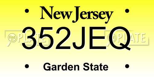 352JEQ New Jersey License Plate