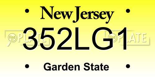 352LG1 New Jersey License Plate