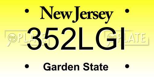 352LGI New Jersey License Plate