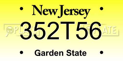 352T56 New Jersey License Plate