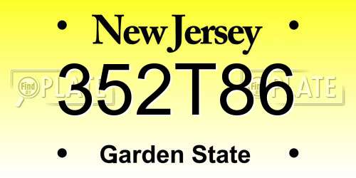 352T86 New Jersey License Plate
