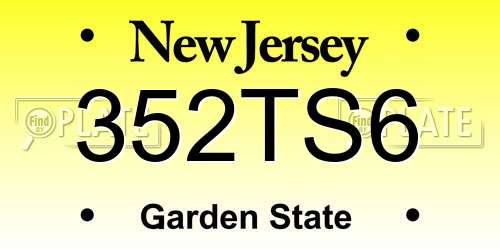 352TS6 New Jersey License Plate