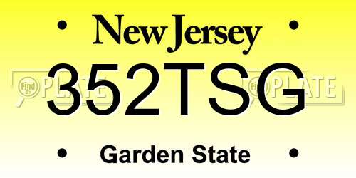 352TSG New Jersey License Plate