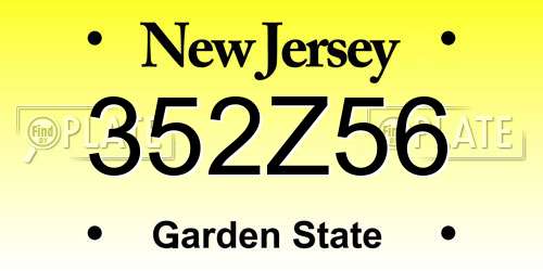 352Z56 New Jersey License Plate
