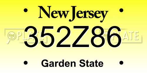 352Z86 New Jersey License Plate