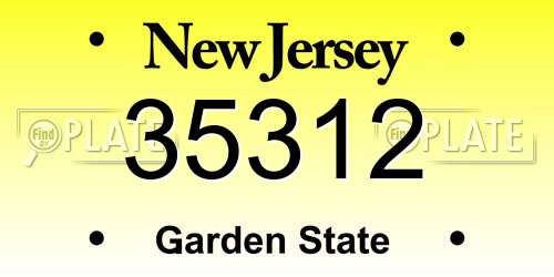 35312 New Jersey License Plate