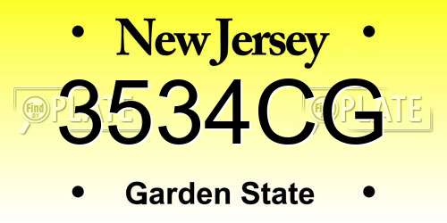 3534CG New Jersey License Plate