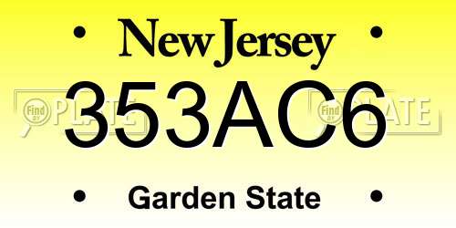 353AC6 New Jersey License Plate