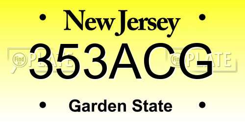 353ACG New Jersey License Plate