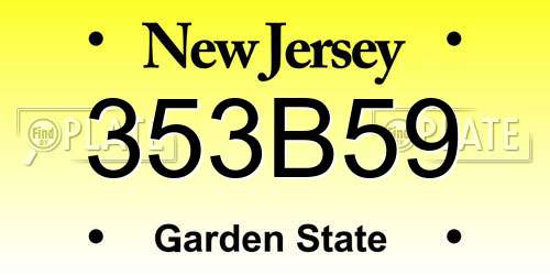 353B59 New Jersey License Plate