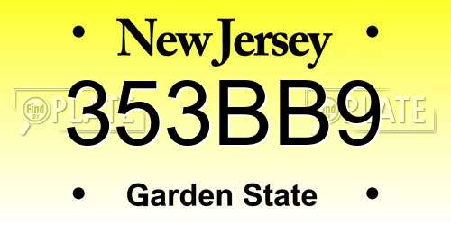 353BB9 New Jersey License Plate