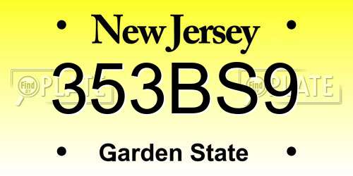 353BS9 New Jersey License Plate