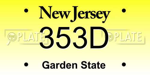 353D New Jersey License Plate