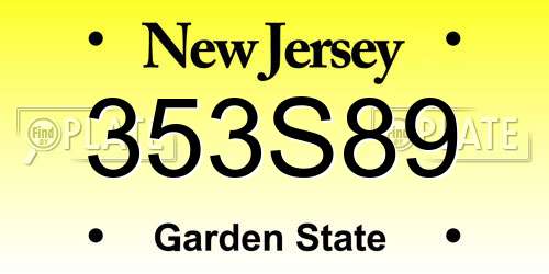 353S89 New Jersey License Plate