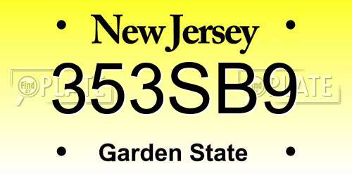 353SB9 New Jersey License Plate