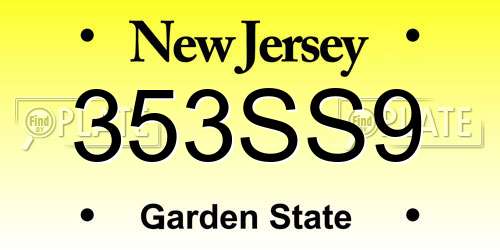 353SS9 New Jersey License Plate