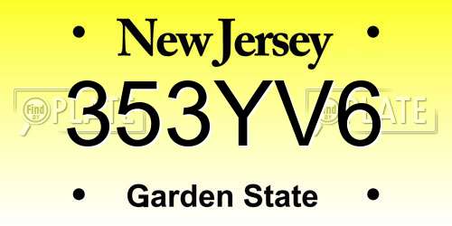 353YV6 New Jersey License Plate