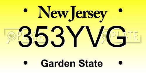 353YVG New Jersey License Plate