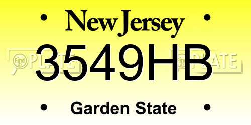 3549HB New Jersey License Plate