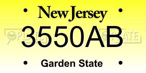 3550AB New Jersey License Plate