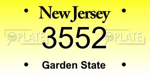 3552 New Jersey License Plate