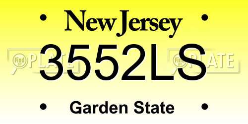 3552LS New Jersey License Plate
