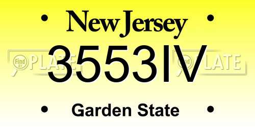 3553IV New Jersey License Plate