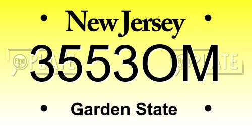 3553OM New Jersey License Plate