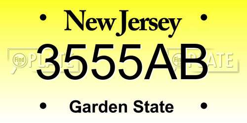3555AB New Jersey License Plate