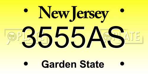 3555AS New Jersey License Plate