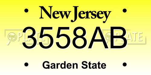 3558AB New Jersey License Plate