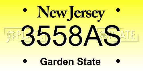 3558AS New Jersey License Plate