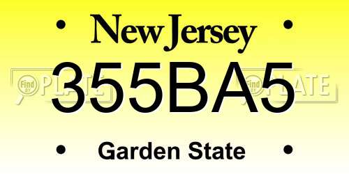355BA5 New Jersey License Plate