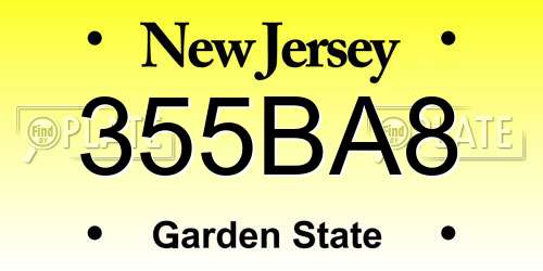 355BA8 New Jersey License Plate