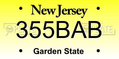355BAB New Jersey License Plate