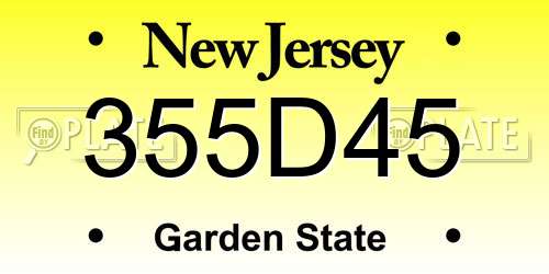 355D45 New Jersey License Plate