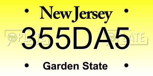 355DA5 New Jersey License Plate
