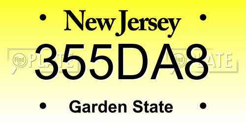 355DA8 New Jersey License Plate