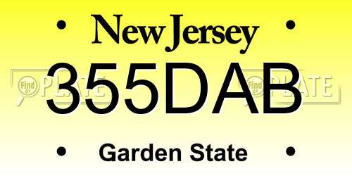 355DAB New Jersey License Plate
